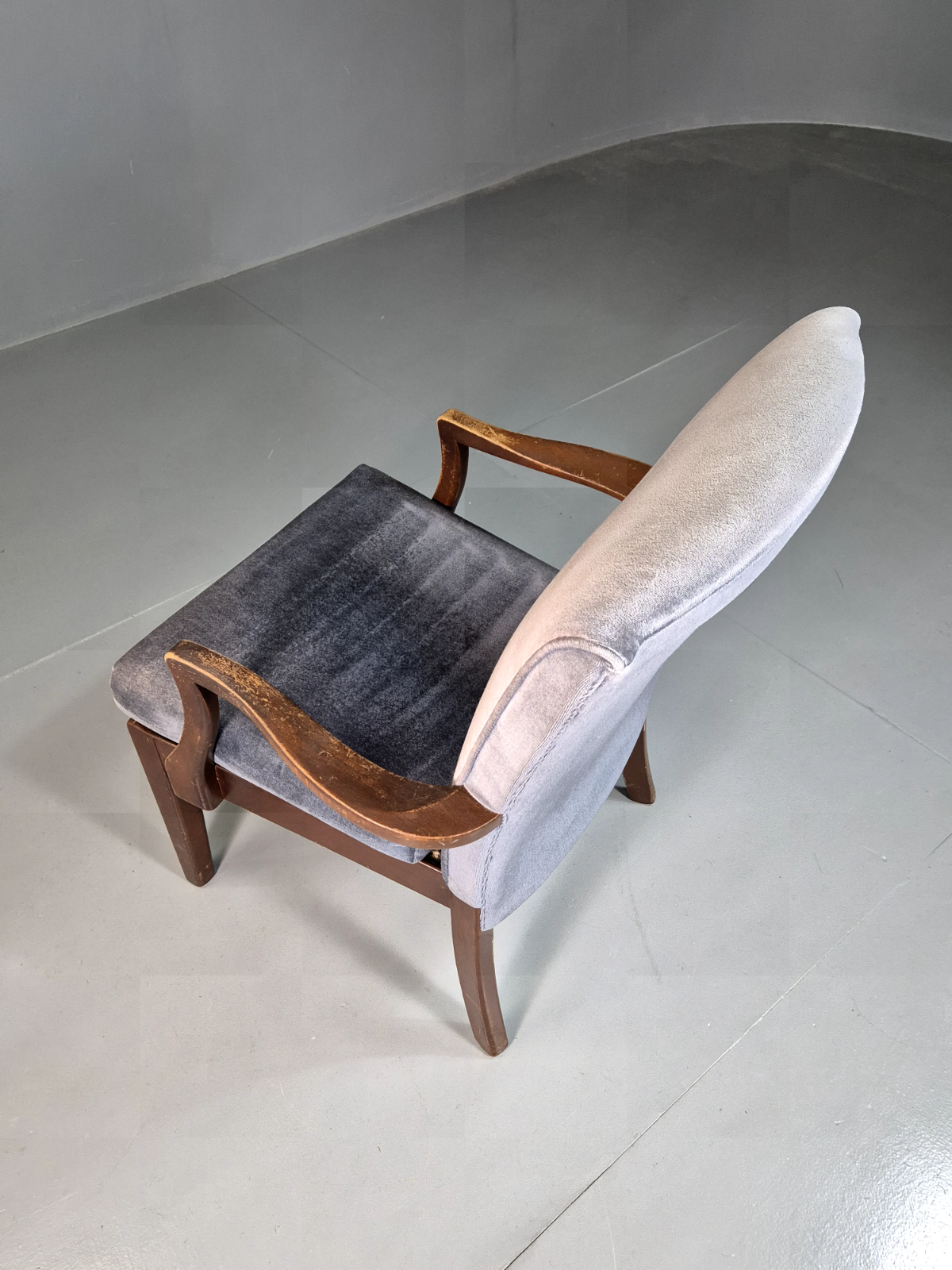 Vintage Lounge Chair Lilac Cotton Velour Beech Parker Knoll Retro EB7309 MNOR11