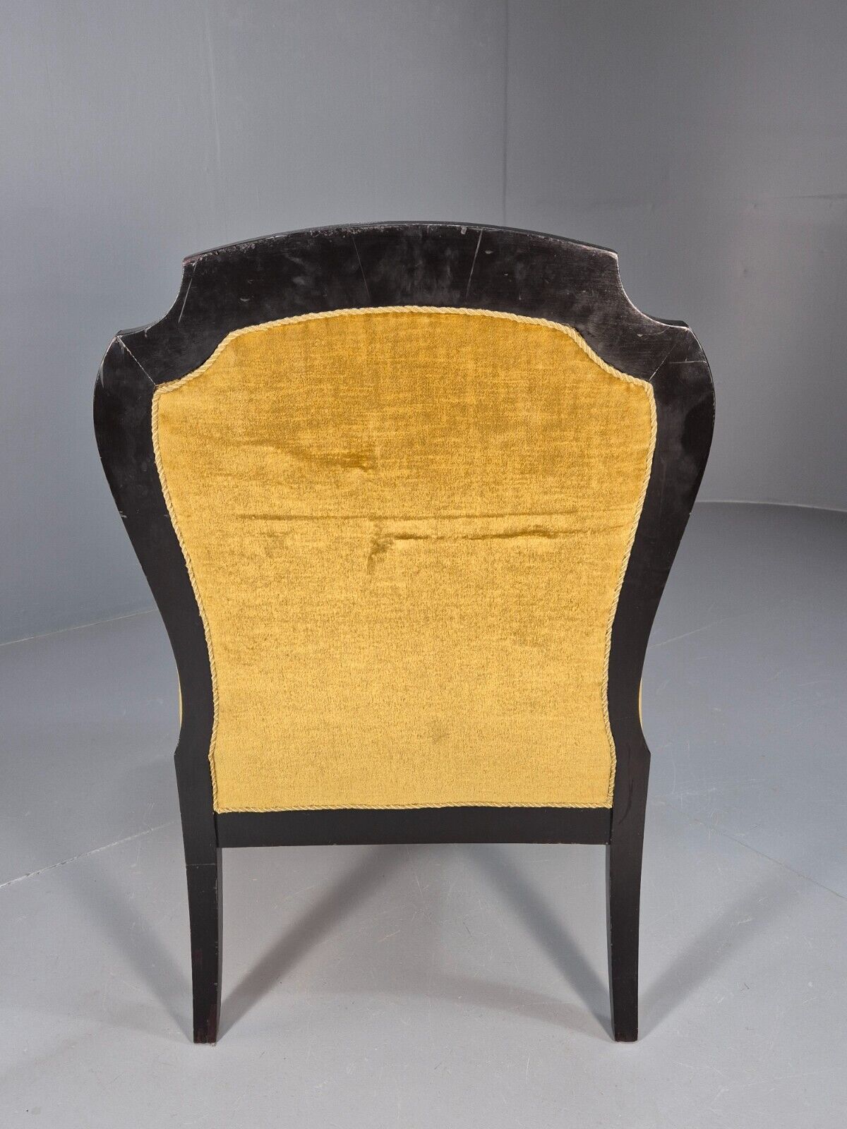 Vintage danish Lounge Chair Gold Velour Wood Frame Empire Style EB8933 VCLO - UKDK FURNITURE