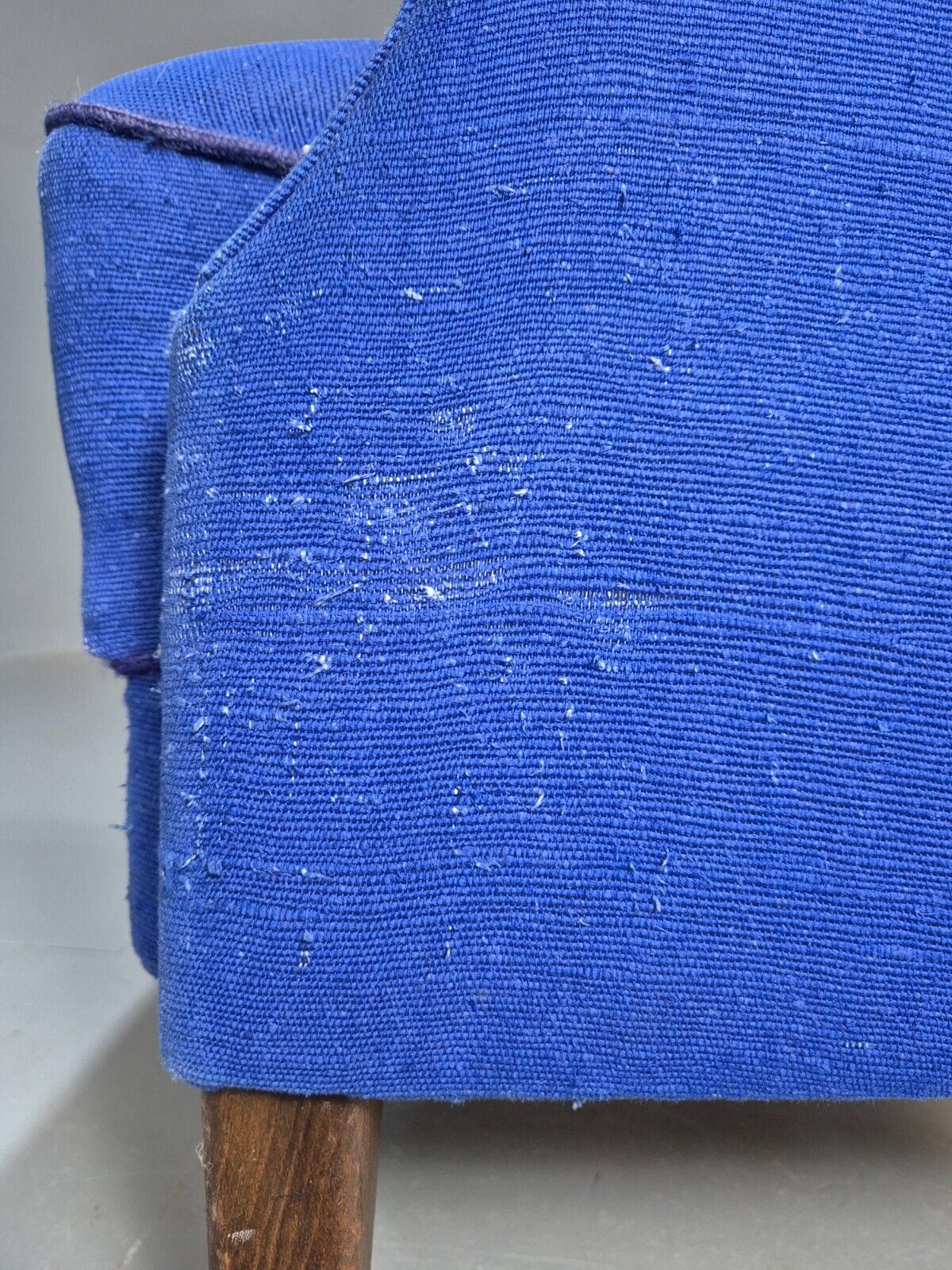 Vintage Danish Wingback Lounge Chair Blue Wool 1960s EB8468 VCLO - UKDK FURNITURE