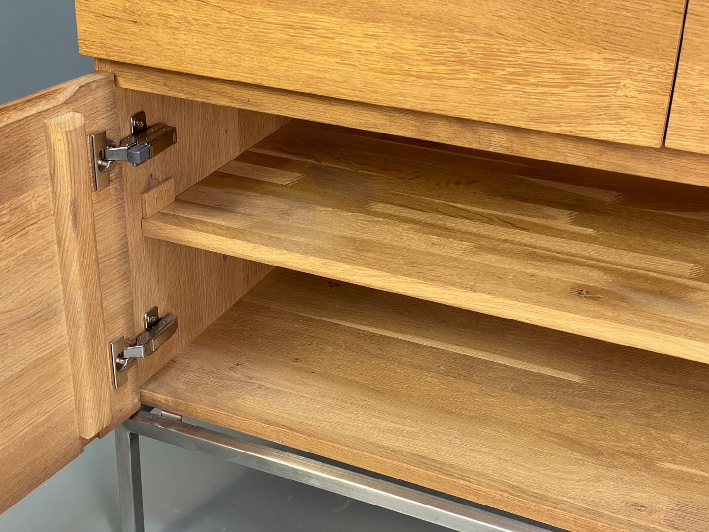 Modern Solid Oak Sideboard Ligna By Ethnicraft Steel Base EB9836 MWOO - UKDK FURNITURE