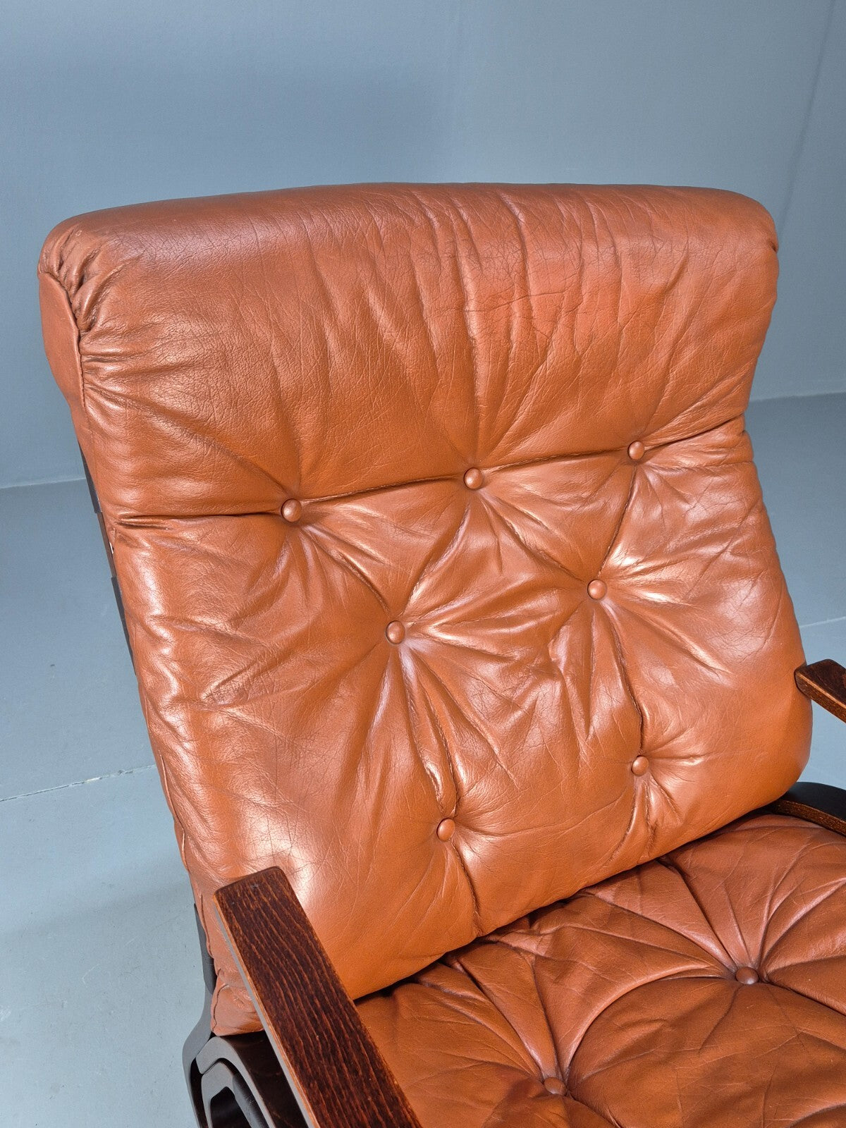 Vintage Danish Leather Tan Lounge Chair Skyline Hove MCM Retro 1970s EB9274 MBEN - UKDK FURNITURE