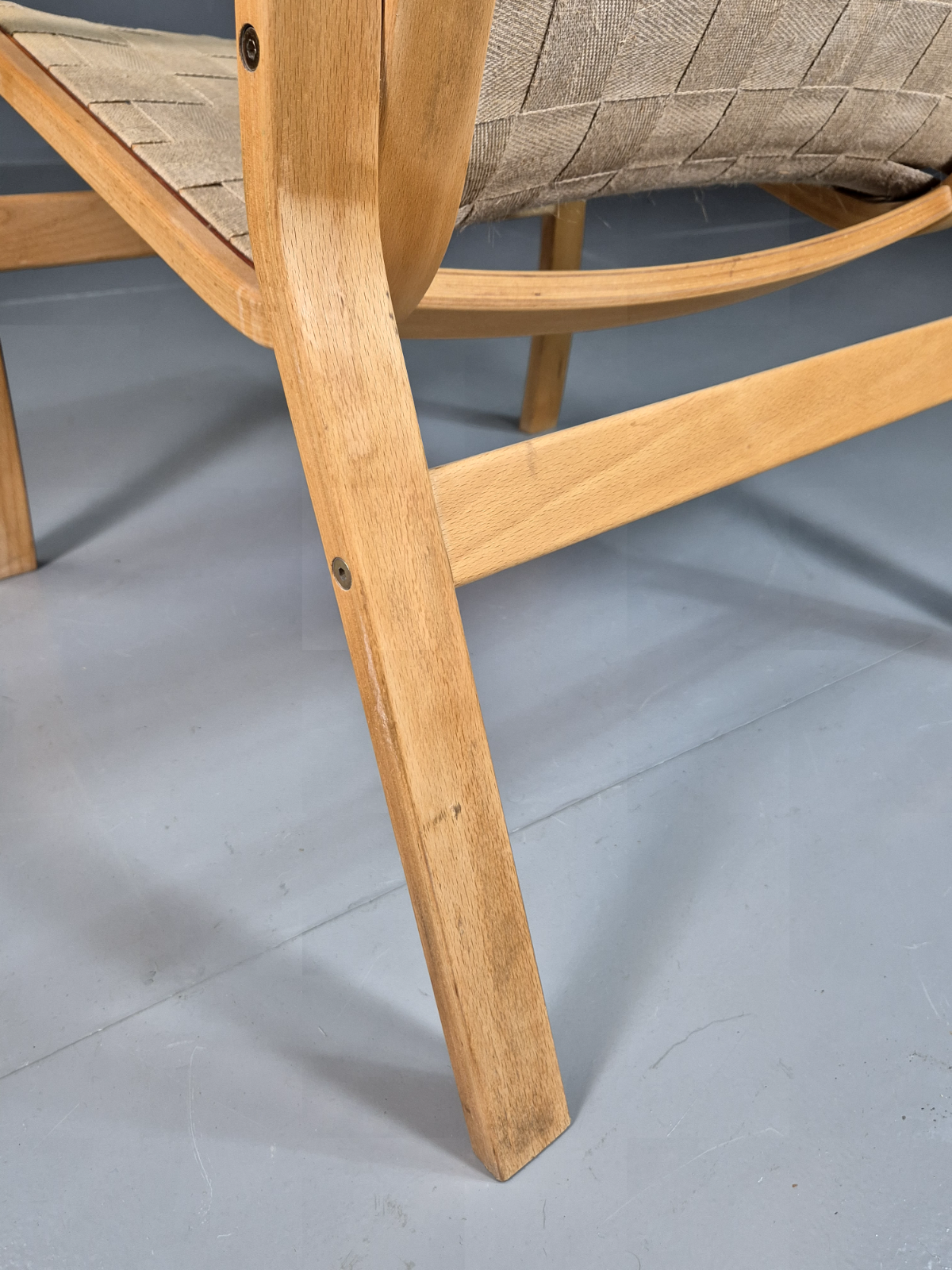 Vintage Danish Lounge Chair Canvas Bentwood Ostergaard Retro MCM EB7349 MBEN - UKDK FURNITURE