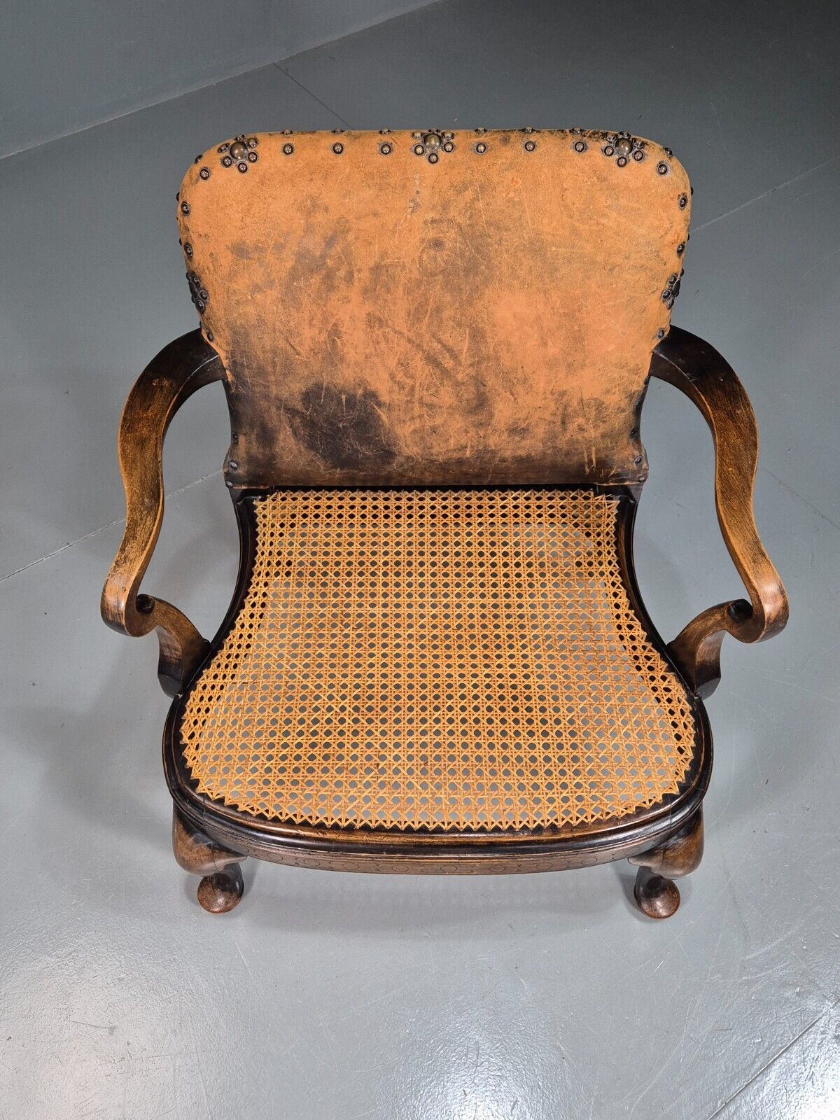 Vintage Lounge Chair Beech Frame Bergere Seat Antique Early 20th EB7640 VCLO - UKDK FURNITURE