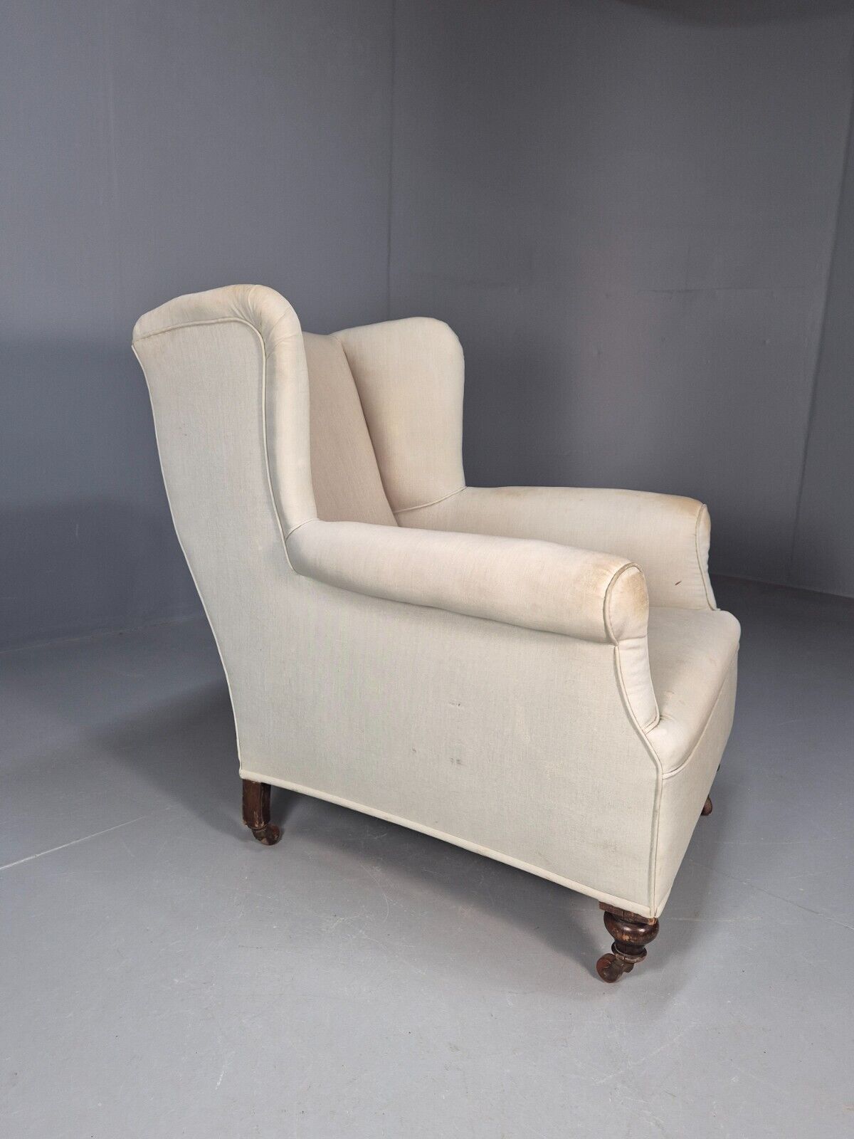 Vintage Wingback Lounge Chair Calico Antique Upholstery Project EB8735 VCLO - UKDK FURNITURE