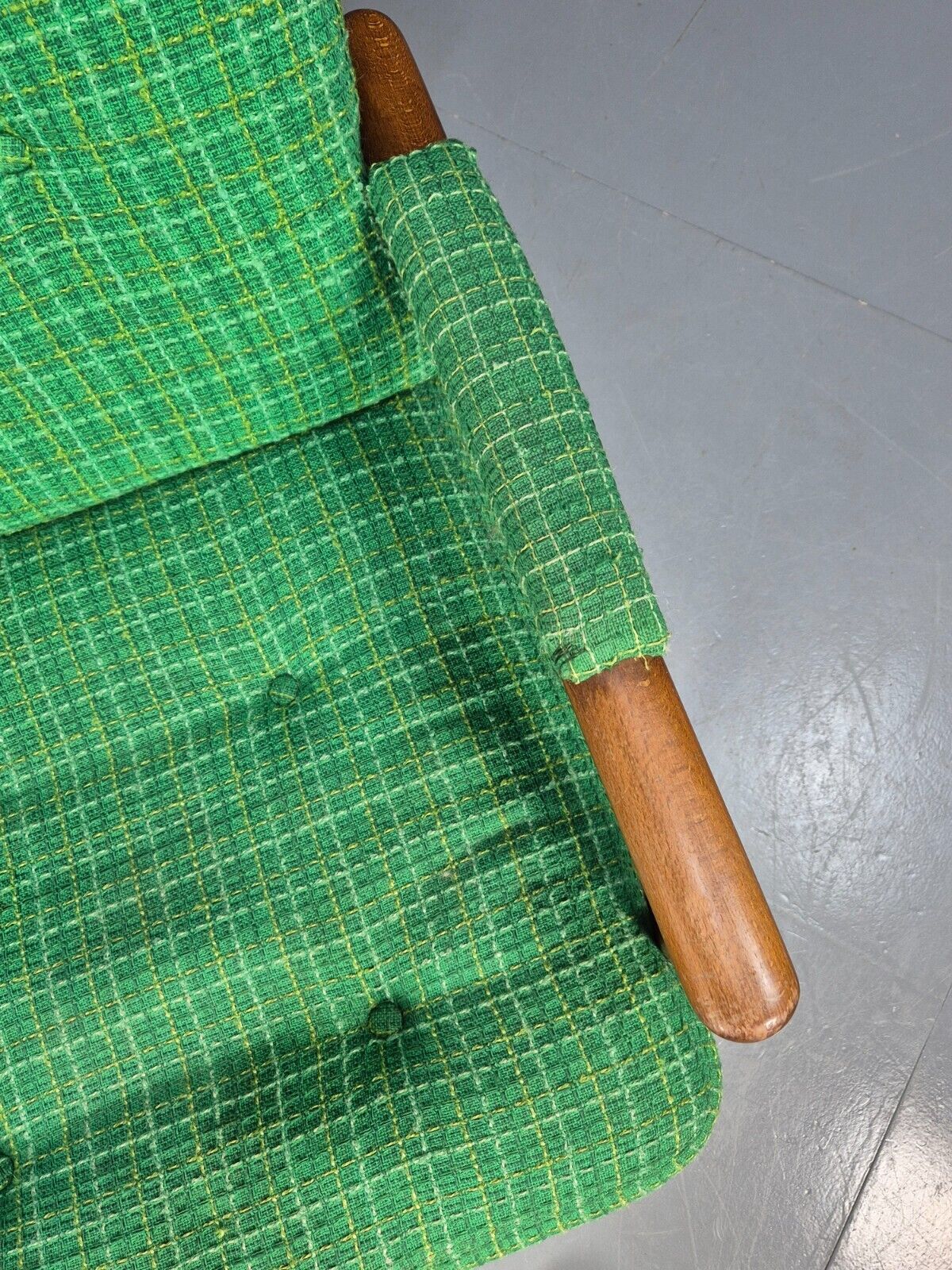 Vintage Danish Lounge Chair Green Wool Beech Frame Retro 1960s MCM EB8502 MNOR - UKDK FURNITURE