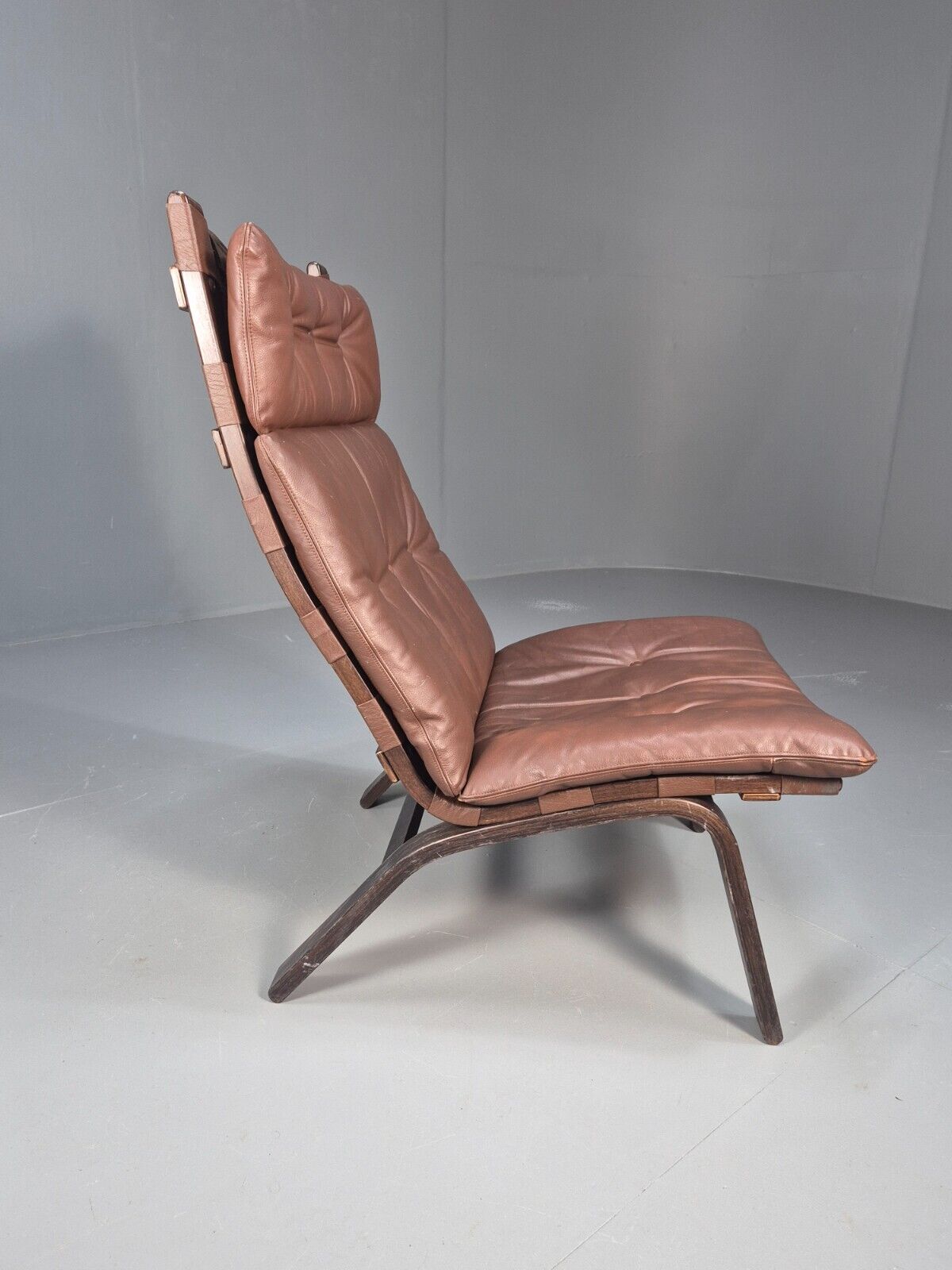 Vintage Danish Lounge Chair Brown Leather Bentwood Farstrup Retro EB8885a MBEN - UKDK FURNITURE