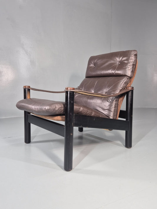 Vintage Leather Lounge Chair Gehl and Nissen Jeki Mid Century Retro EB11288 MNOR1