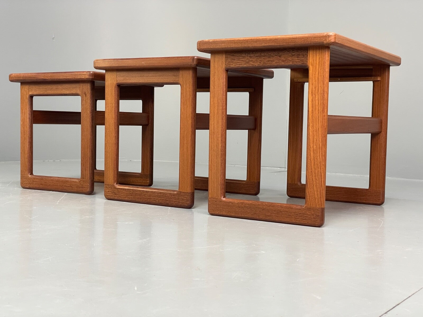 Vintage Teak Nesting Tables Tile Topped 1970s Retro Design EB9757 MWOO - UKDK FURNITURE