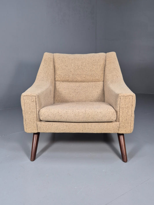 Midcentury Danish Arm Chair Oatmeal Wool Fabric Vintage Seating EB8880 MNOR - UKDK FURNITURE