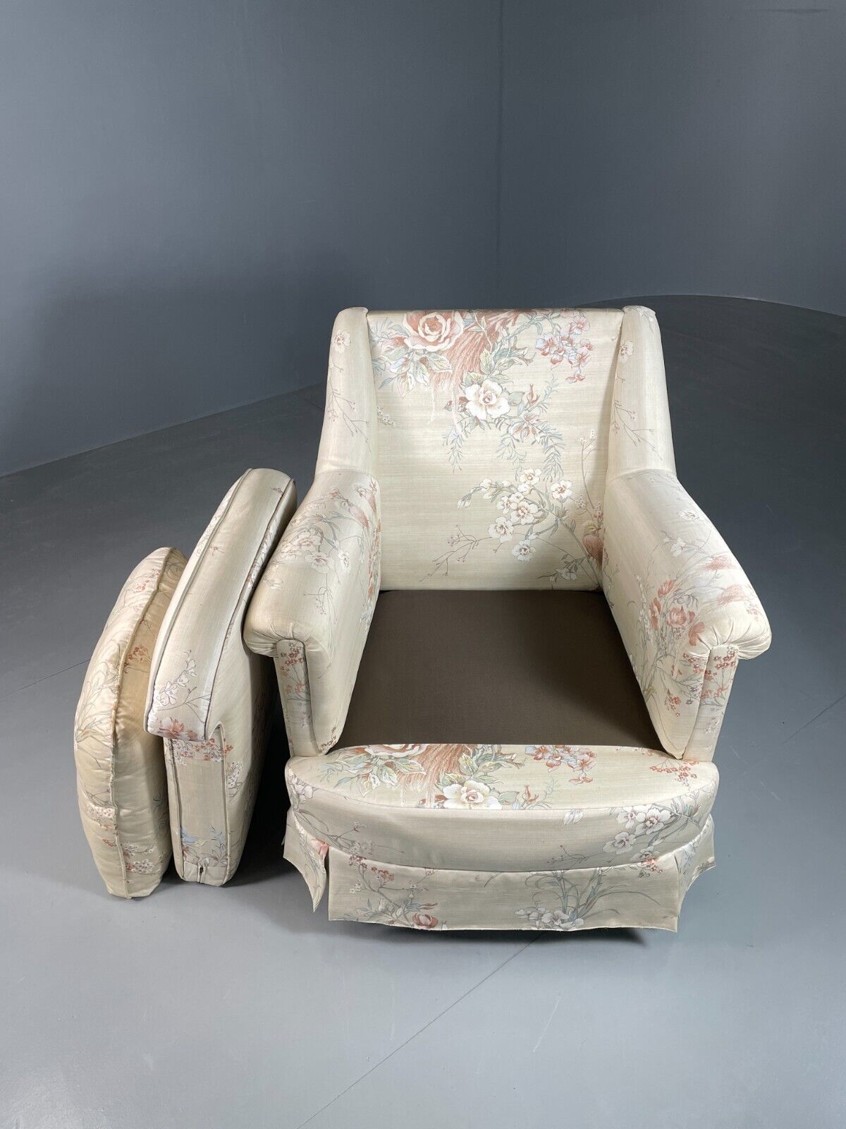 Vintage Danish Lounge Chair Floral Print Cotton 1970s Retro EB6605 VCLO - UKDK FURNITURE