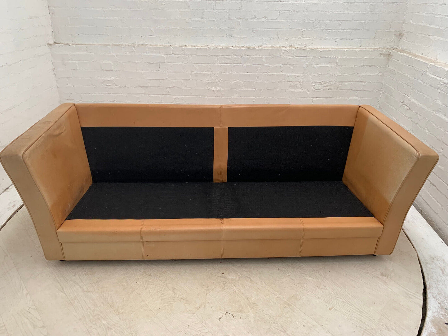 Danish Skalma Tan Leather Two to Three Seat Sofa Mid-Century Modern EB3355 M3SS - UKDK FURNITURE