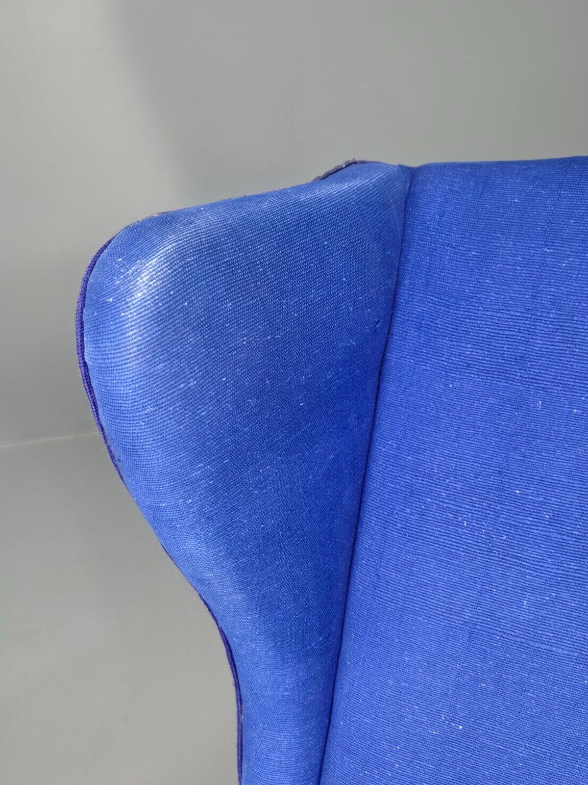 Vintage Danish Wingback Lounge Chair Blue Wool 1960s EB8468 VCLO - UKDK FURNITURE