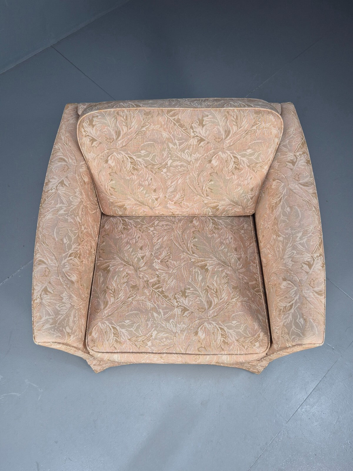 Vintage Danish Lounge Chair Peach Floral Upholstery 1970s Retro EB8974 VCLO - UKDK FURNITURE