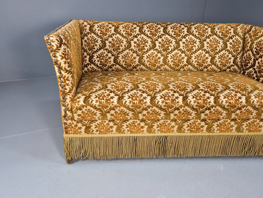 Vintage Danish 2 Seat Sofa Compact and Boxy Gold Moquette Tassels EB9588 V2SS - UKDK FURNITURE