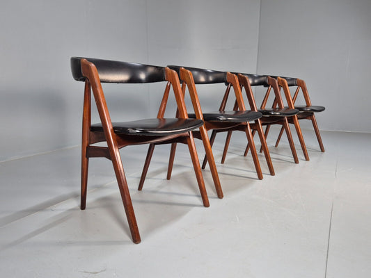 4 Teak Danish Dining Chairs by Farstrup 1960s Compass Model MCM EB9538 MDIN - UKDK FURNITURE