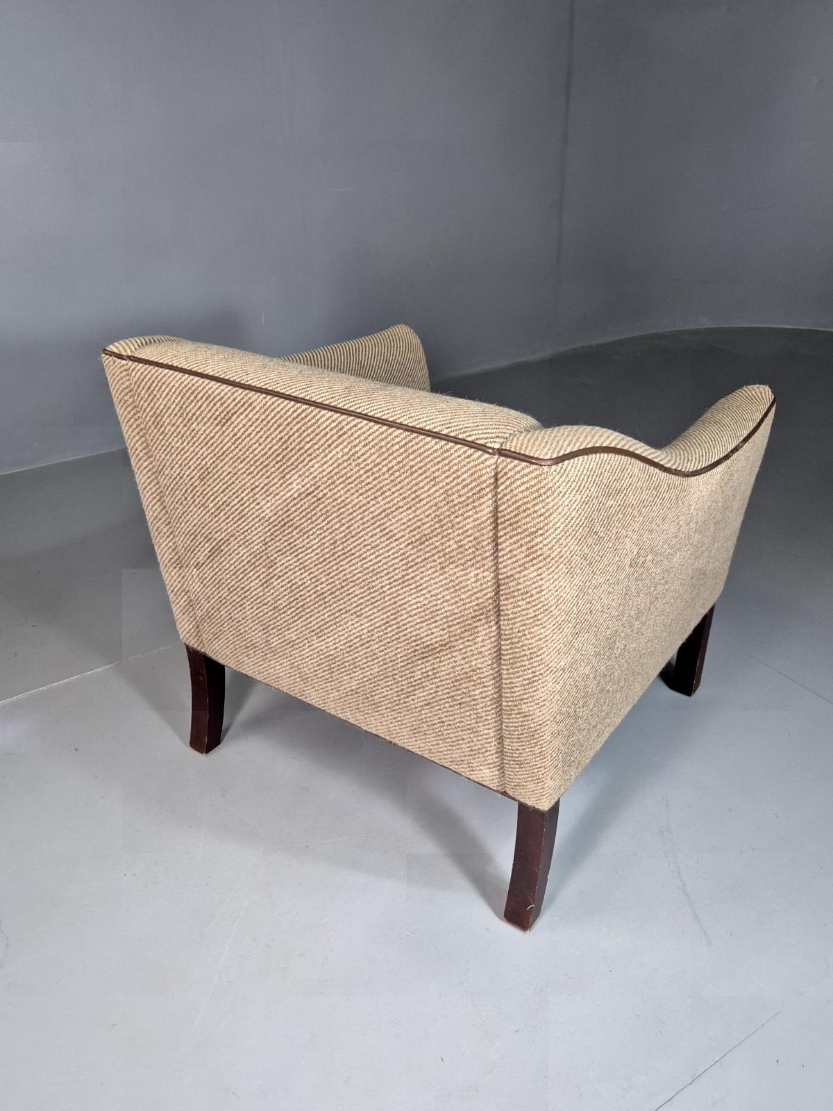 Vintage Danish Lounge Chair Brown Cream Wool 1980s Retro MCM EB7330 MNOR - UKDK FURNITURE