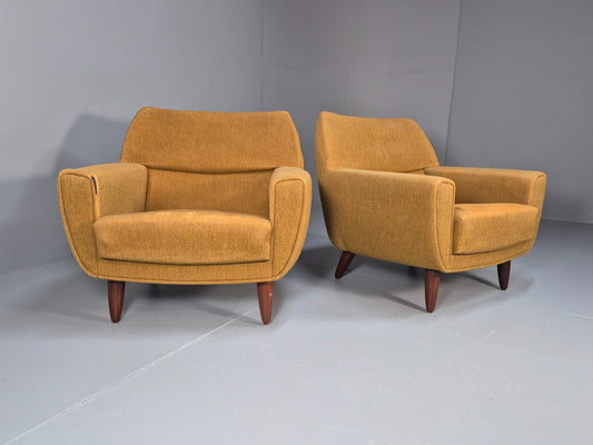 2 Vintage Danish 1960s Lounge Chairs Thams Reupholstery 1960s MCM EB9561 MNOR - UKDK FURNITURE
