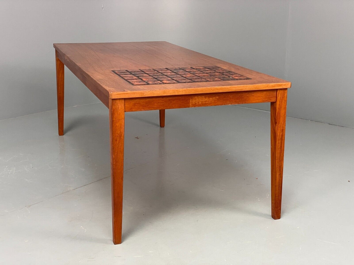 Vintage Danish Teak and Tile Top Coffee Table 1970s Retro Orange EB6890 MWOO - UKDK FURNITURE