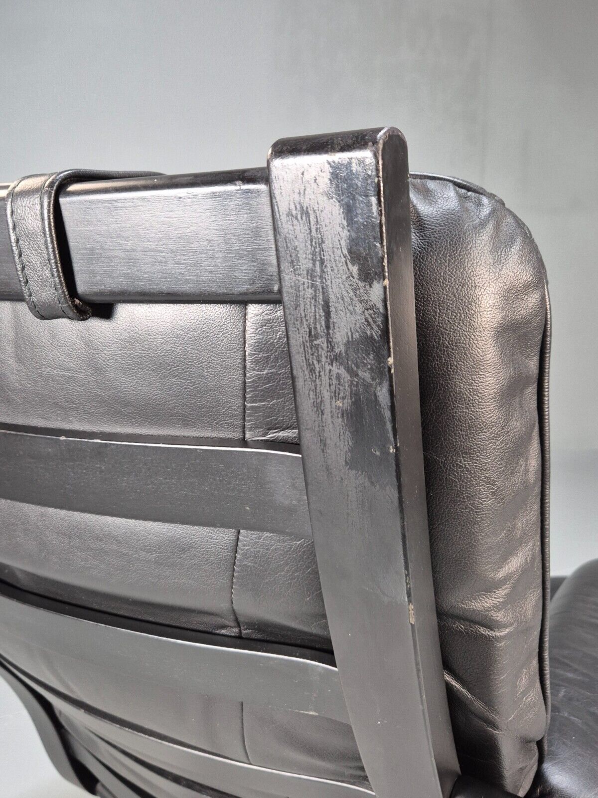 Vintage Danish Swivel Chair Black Leather Retro Seating EB8882 MSWI - UKDK FURNITURE