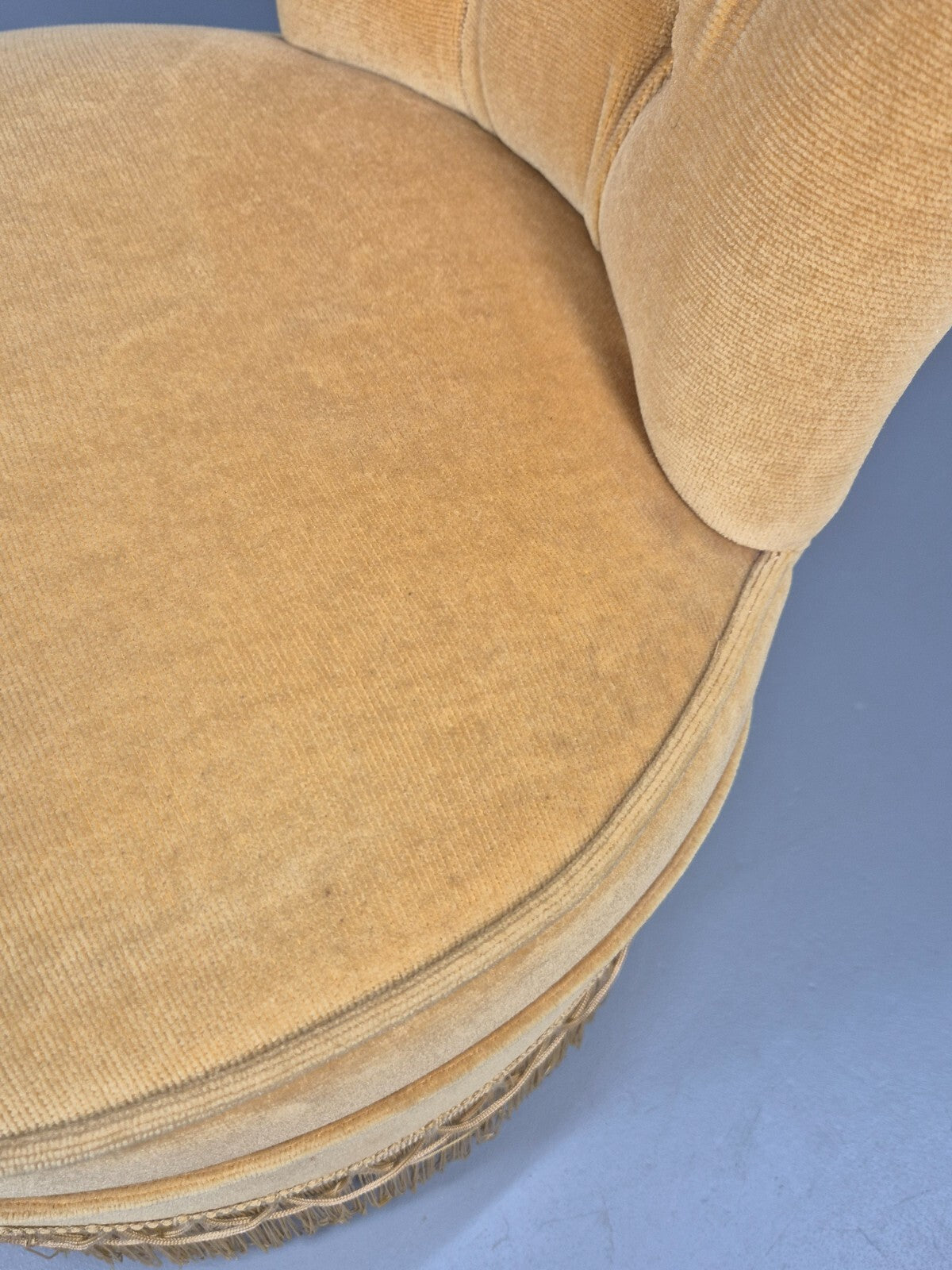 Vintage Yellow Velour Nursing Chair Button Back Tassels Retro EB9700 VCLO - UKDK FURNITURE