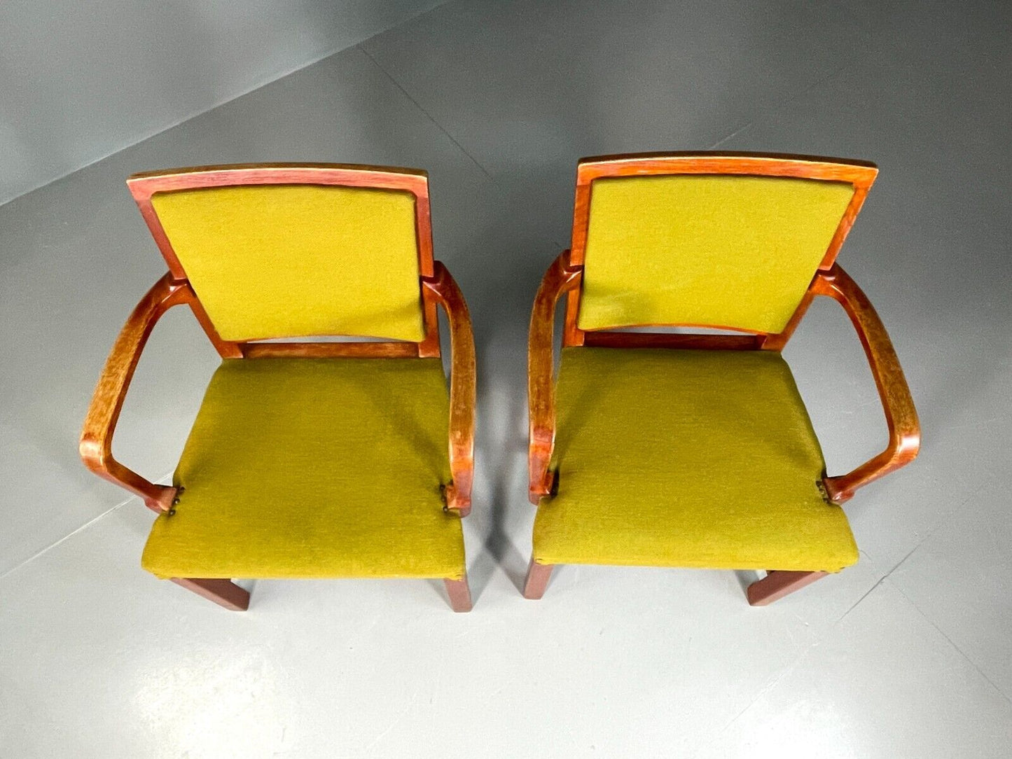 EB6737 2 Vintage Danish Elbow Chairs Green Beechwood Retro MCM MDIN - UKDK FURNITURE