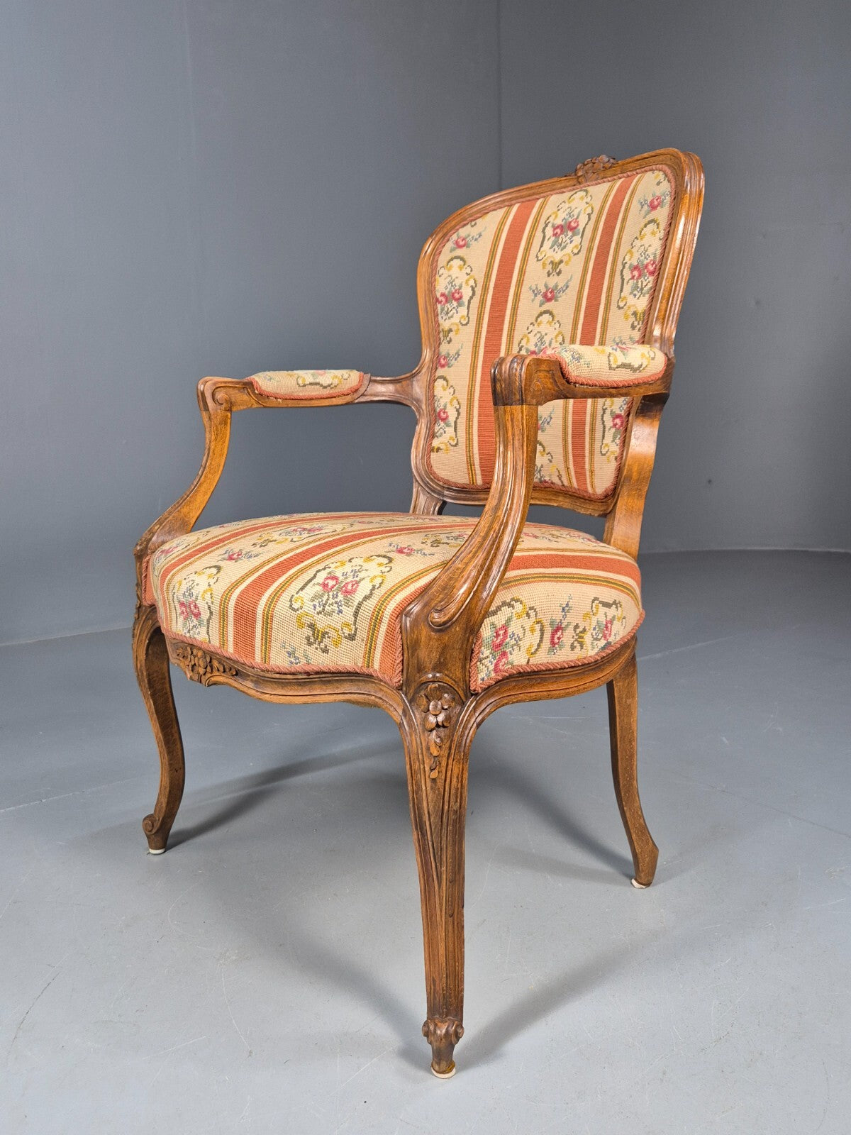 Vintage Danish Armchair in French Rococo Style Floral 1960s EB9618 VCAR - UKDK FURNITURE