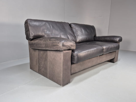 Vintage Two Seat Settee 1980s Danish Black Leather Retro EB10109 M2SS1