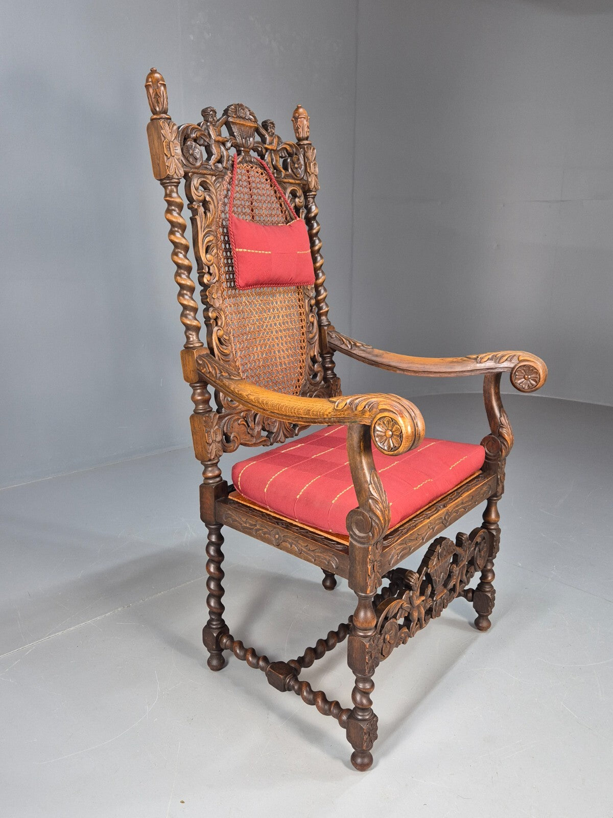 Vintage Danish Baroque Style Elbow Chair Barley Twist Bergere 20th C EB9035 VCAR - UKDK FURNITURE
