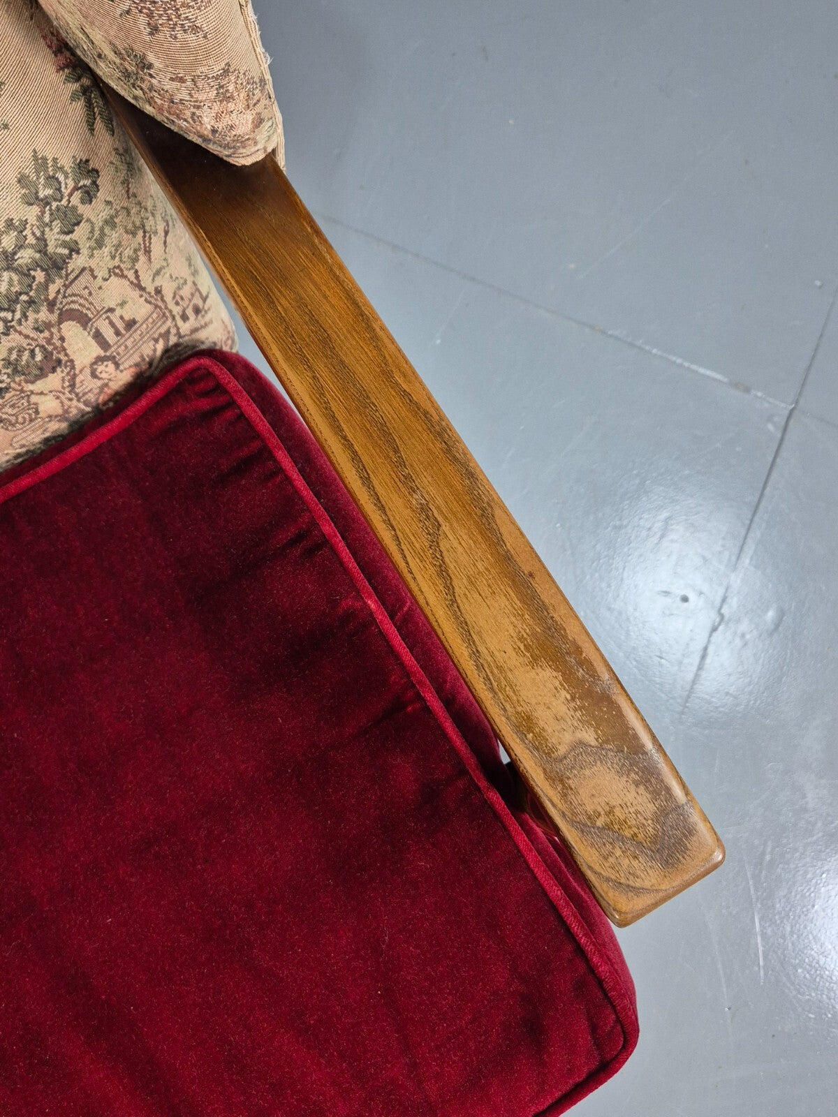 Vintage Wing Back Rocking Chair Floral Upholstery Beech Frame 1950s EB7936 MNOR - UKDK FURNITURE