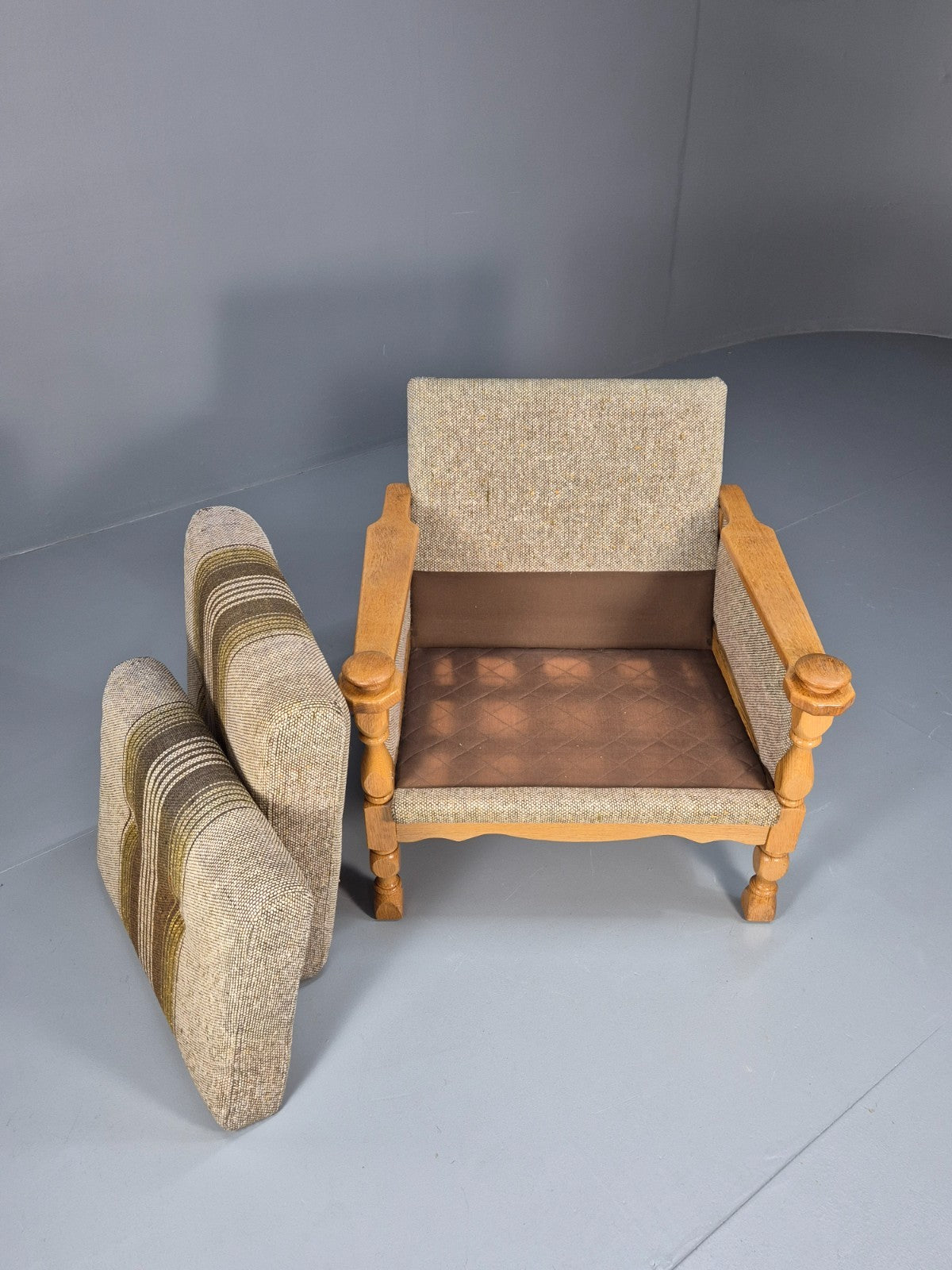 Vintage Danish Kjaernulf Style Oak and Wool Lounge Chair 1970s EB9714 MNOR - UKDK FURNITURE