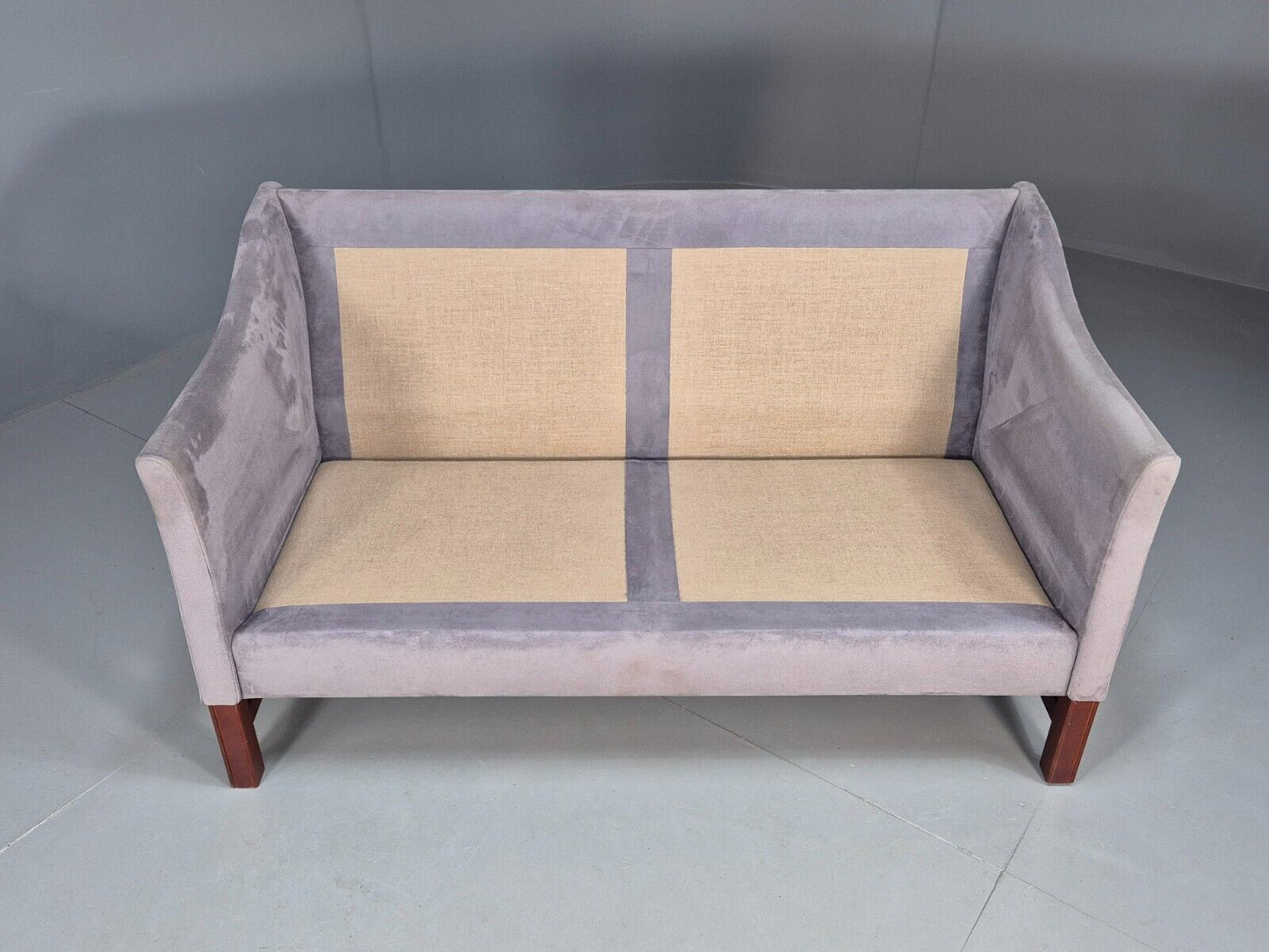 Vintage Danish 2 Seat Sofa Lilac Faux Suede 1980s Retro MCM EB3236 M2SS - UKDK FURNITURE