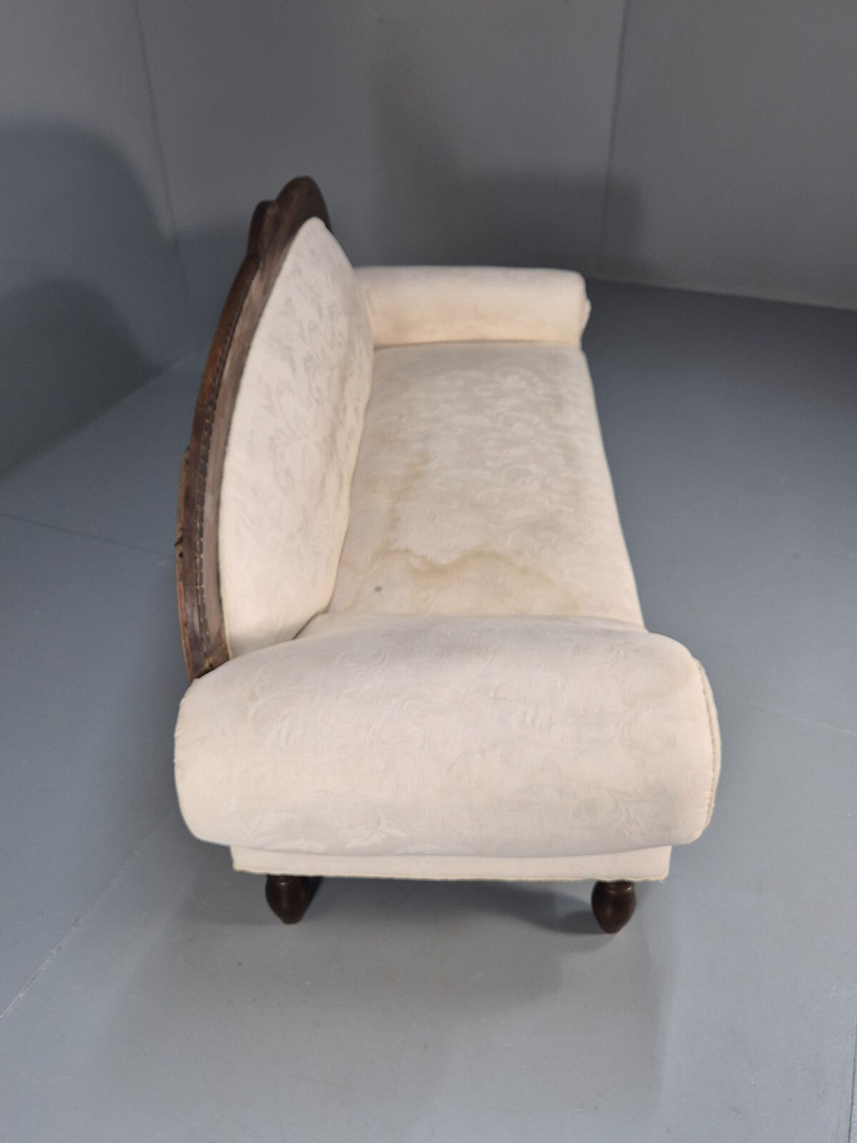 Antique Art Deco Danish Chaise Lounge Off White Mahogany Frame 1930s EB9623 VCHA - UKDK FURNITURE