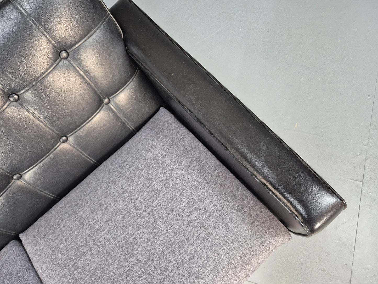 Vintage 3 Seater Sofa Black Leather Teak Frame Futura Mobler Mid Century M3SS - UKDK FURNITURE