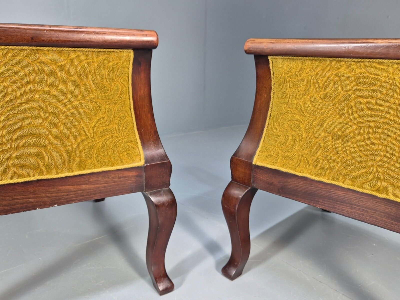 2 Danish Antique Chairs French Empire Style 1920s Mahogany Mustard EB9042 VCLO - UKDK FURNITURE