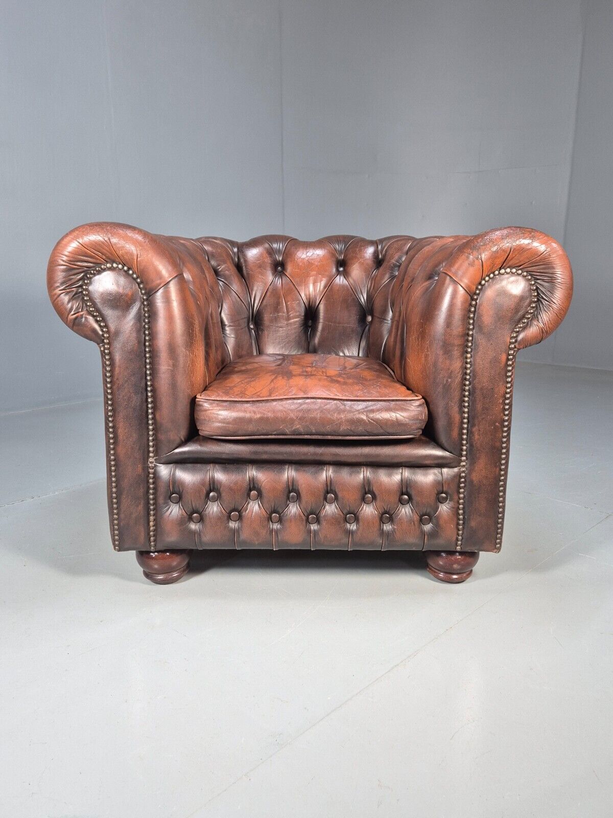 Vintage Chesterfield Club Chair Brown Deep Buttoned Leather EB8520 VLEA - UKDK FURNITURE