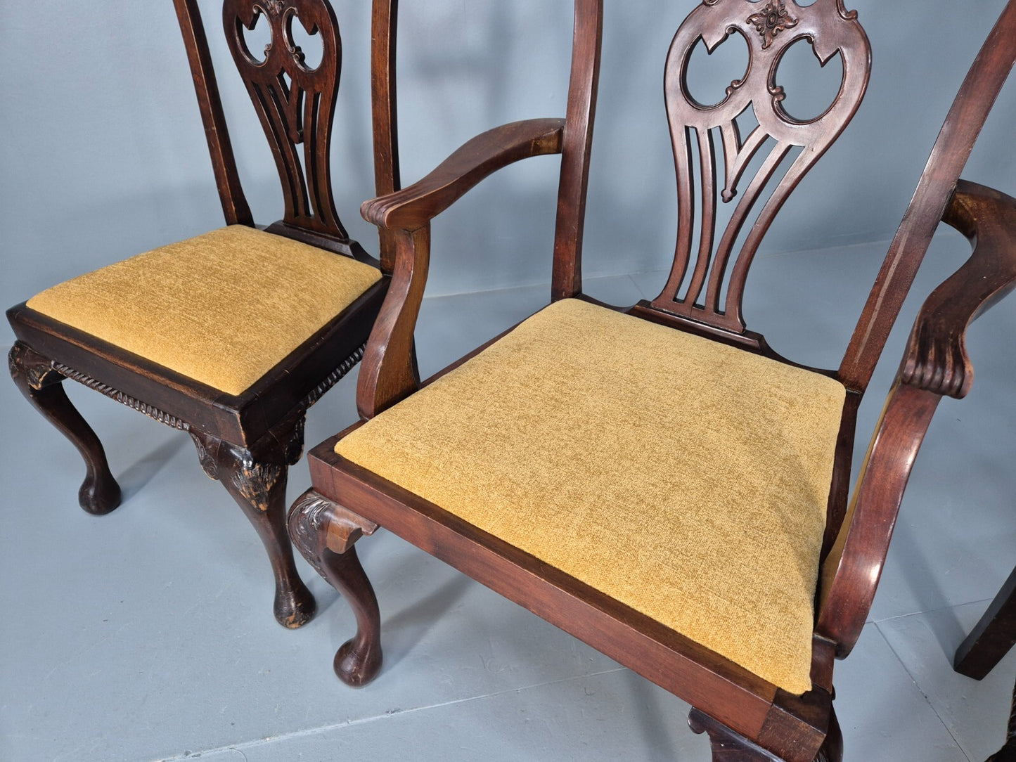 4 Antique Chippendale Revival Mahogany Dining Chairs 1900s EB9480 VDIN - UKDK FURNITURE