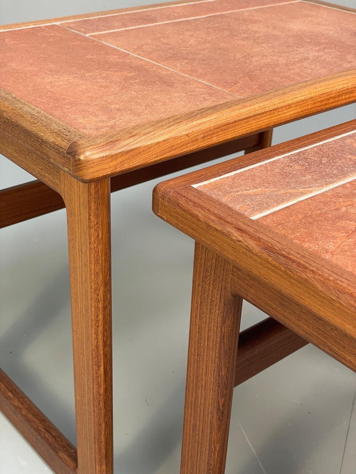 Vintage Teak Nesting Tables Tile Topped 1970s Retro Design EB9757 MWOO - UKDK FURNITURE