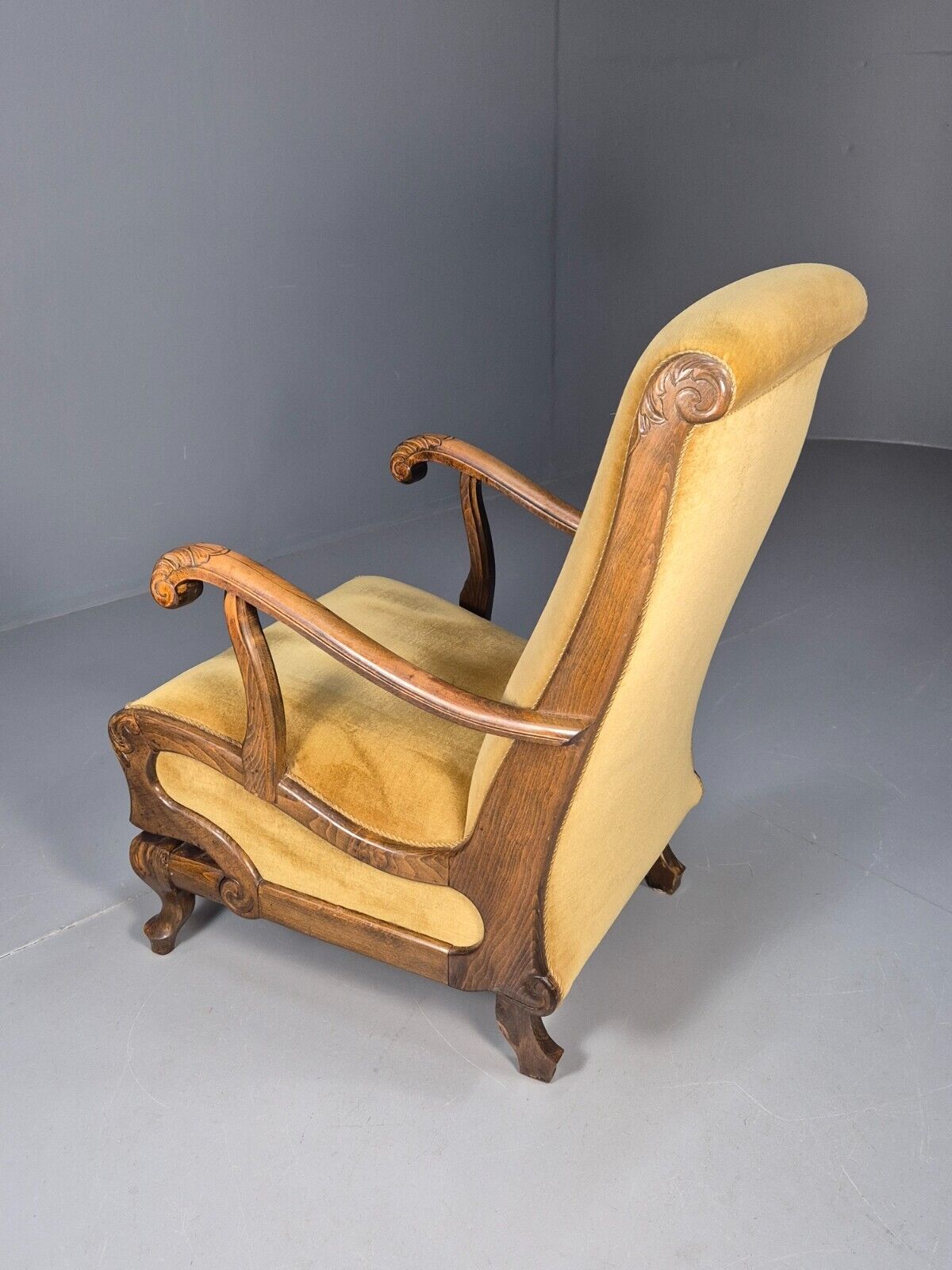 Vintage Danish Rocking Chair Beech and Gold Velour 1940s Retro EB9054 VCLO - UKDK FURNITURE