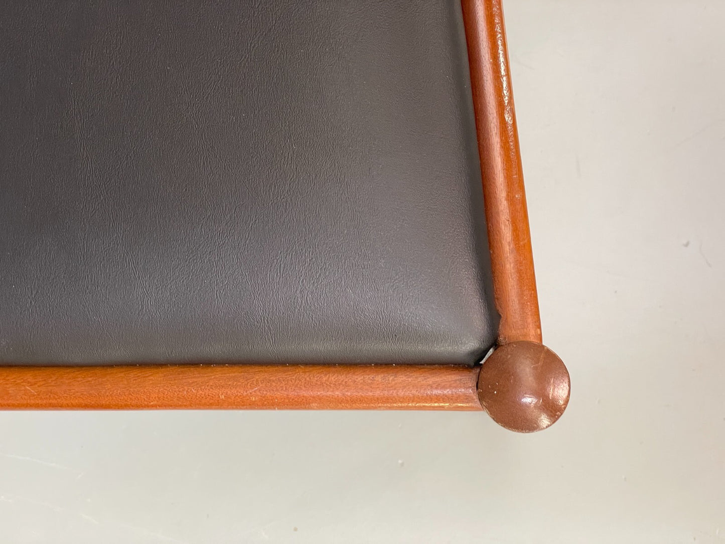 Vintage Meredew Dining Chairs Six Mahogany Teak 1970s Black Vinyl EB9726 MDIN - UKDK FURNITURE