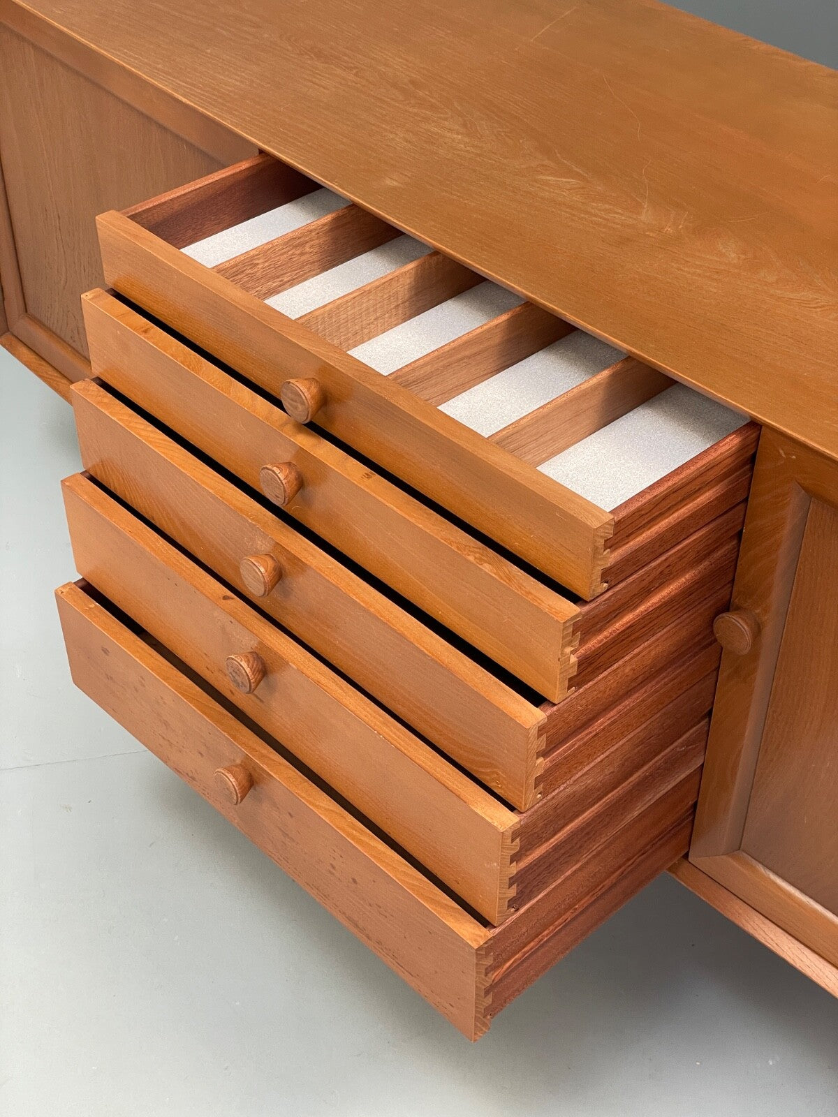 Vintage Scandart Elm Sideboard 1960s Mid Century Drawers Shelving EB9812 MWOO - UKDK FURNITURE