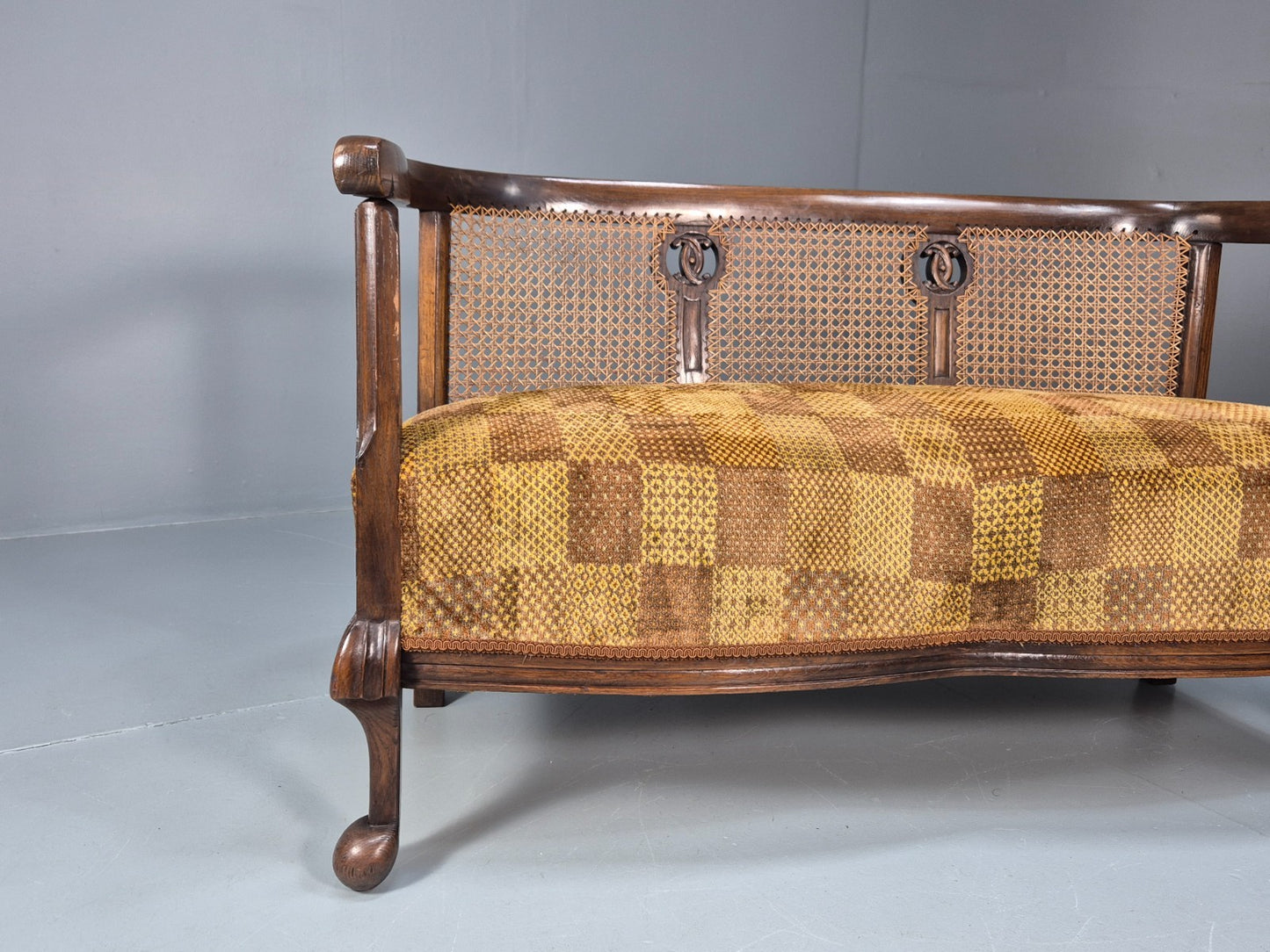 Art Deco Era Settee Two Seater Oak Frame `Bergere Back 1920s EB10692 VBER2
