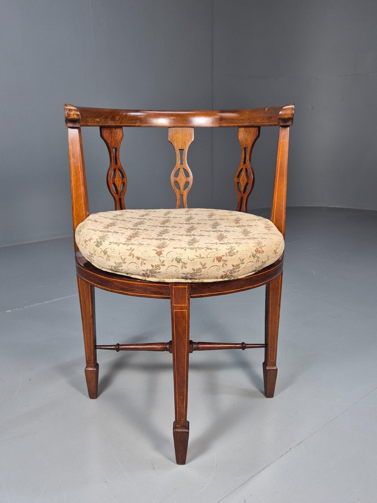 Antique Walnut Tub Chair Edwardian Sheraton Revival 1900s EB9476 VCLO - UKDK FURNITURE