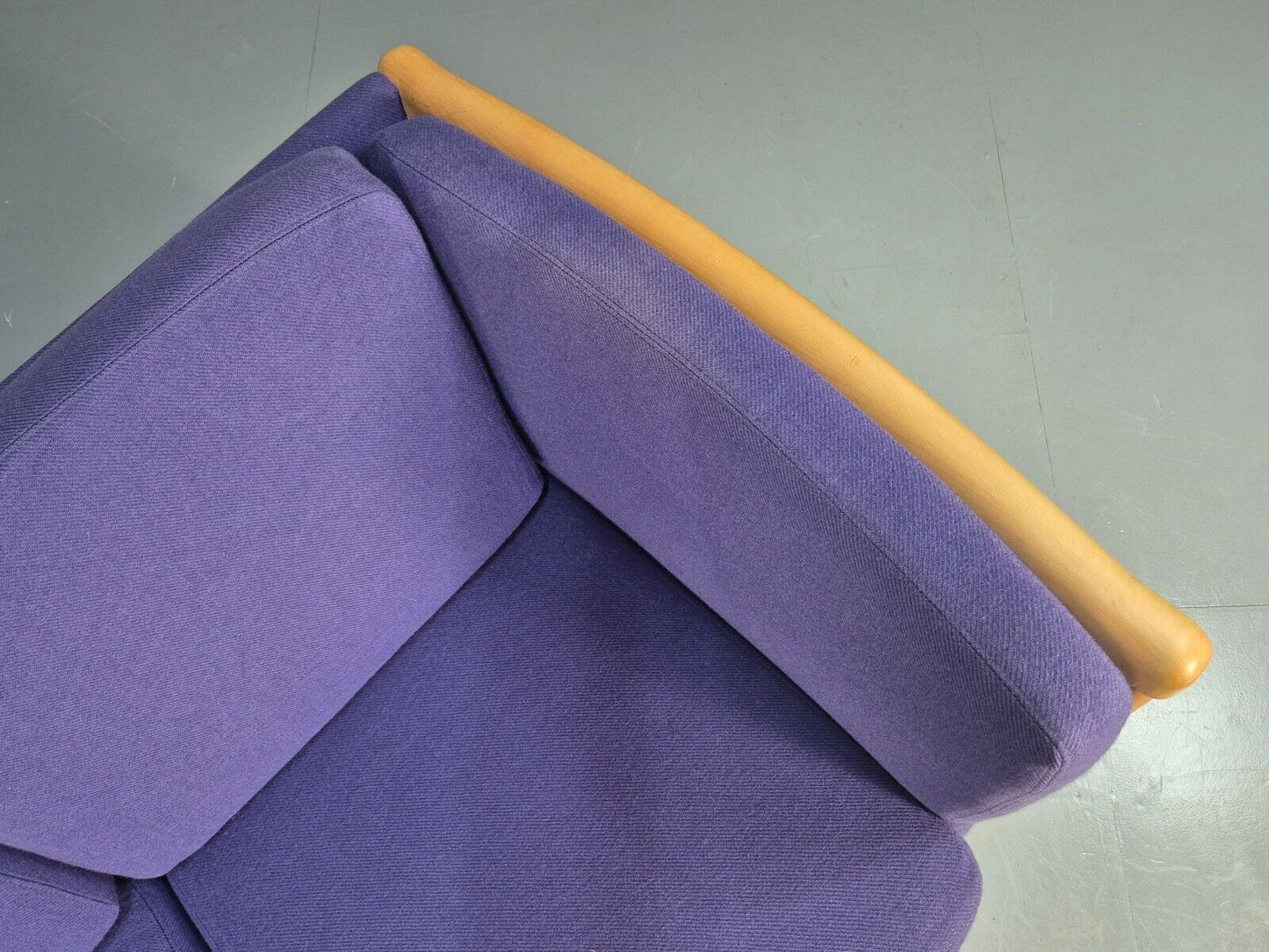 Vintage 2 Seat Sofa Purple Wool Beech End Stouby 1980s Retro MCM EB8575 M2SS - UKDK FURNITURE