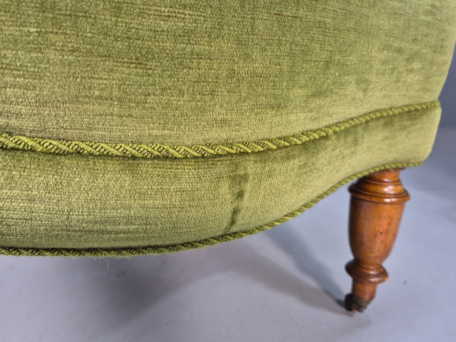 2 Vintage Danish Antique Tub Chairs Green Velour 19th Century EB9033 VCLO - UKDK FURNITURE
