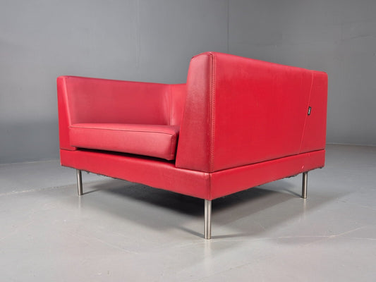 Vintage Red Vinyl Modern Design Lounge Chair Modus Brand Retro Style EB9409 MNOR - UKDK FURNITURE
