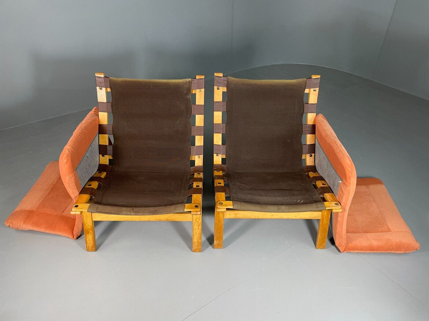 2 Vintage Danish Lounge Chairs Salmon Bentwood Farstrup Retro MCM EB6636 MNOR - UKDK FURNITURE