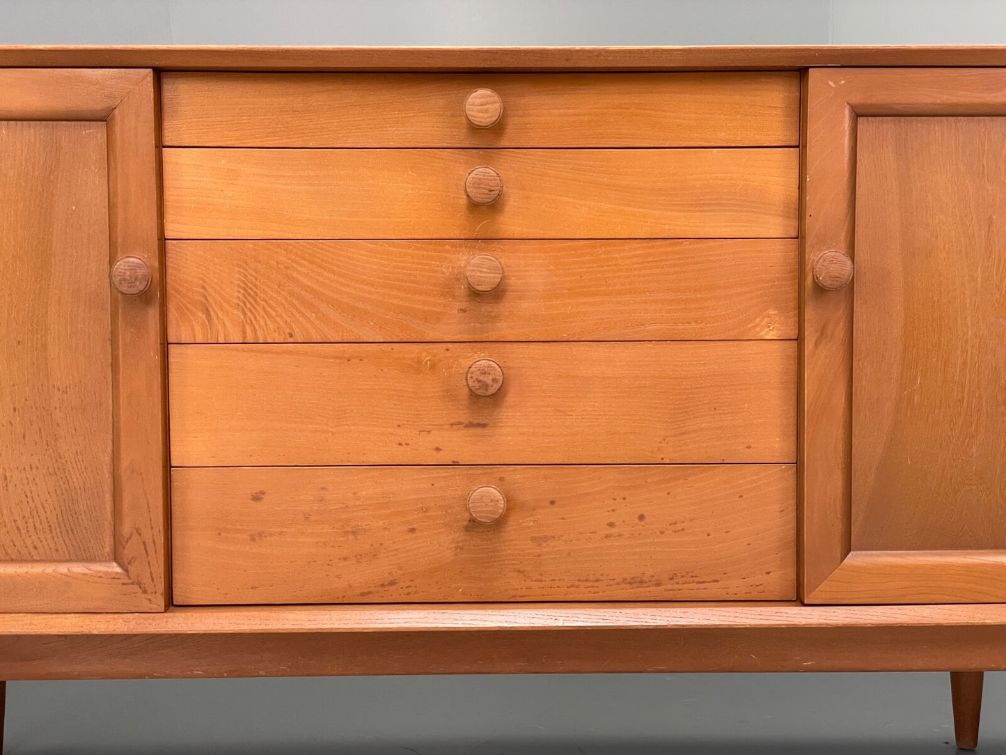 Vintage Scandart Elm Sideboard 1960s Mid Century Drawers Shelving EB9812 MWOO - UKDK FURNITURE