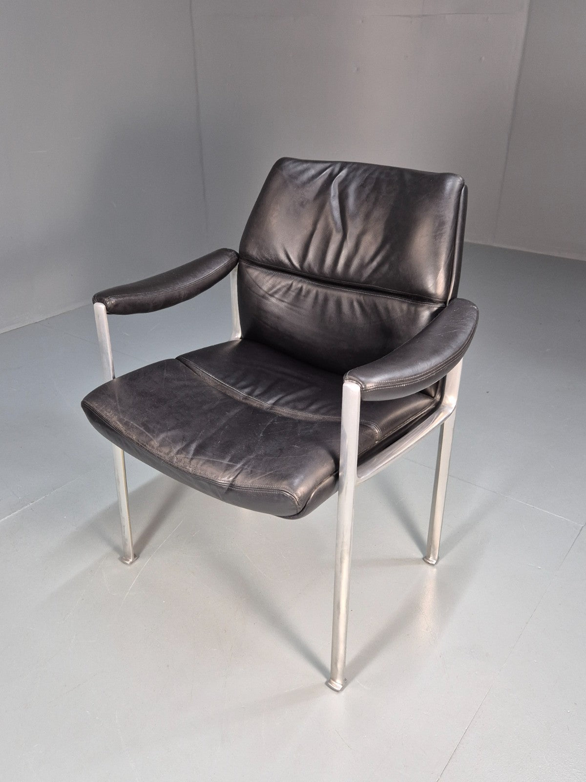 Roder Sohne Leather and Aluminium Boardroom Chair 1960s Retro MCM EB10616 MNOR15
