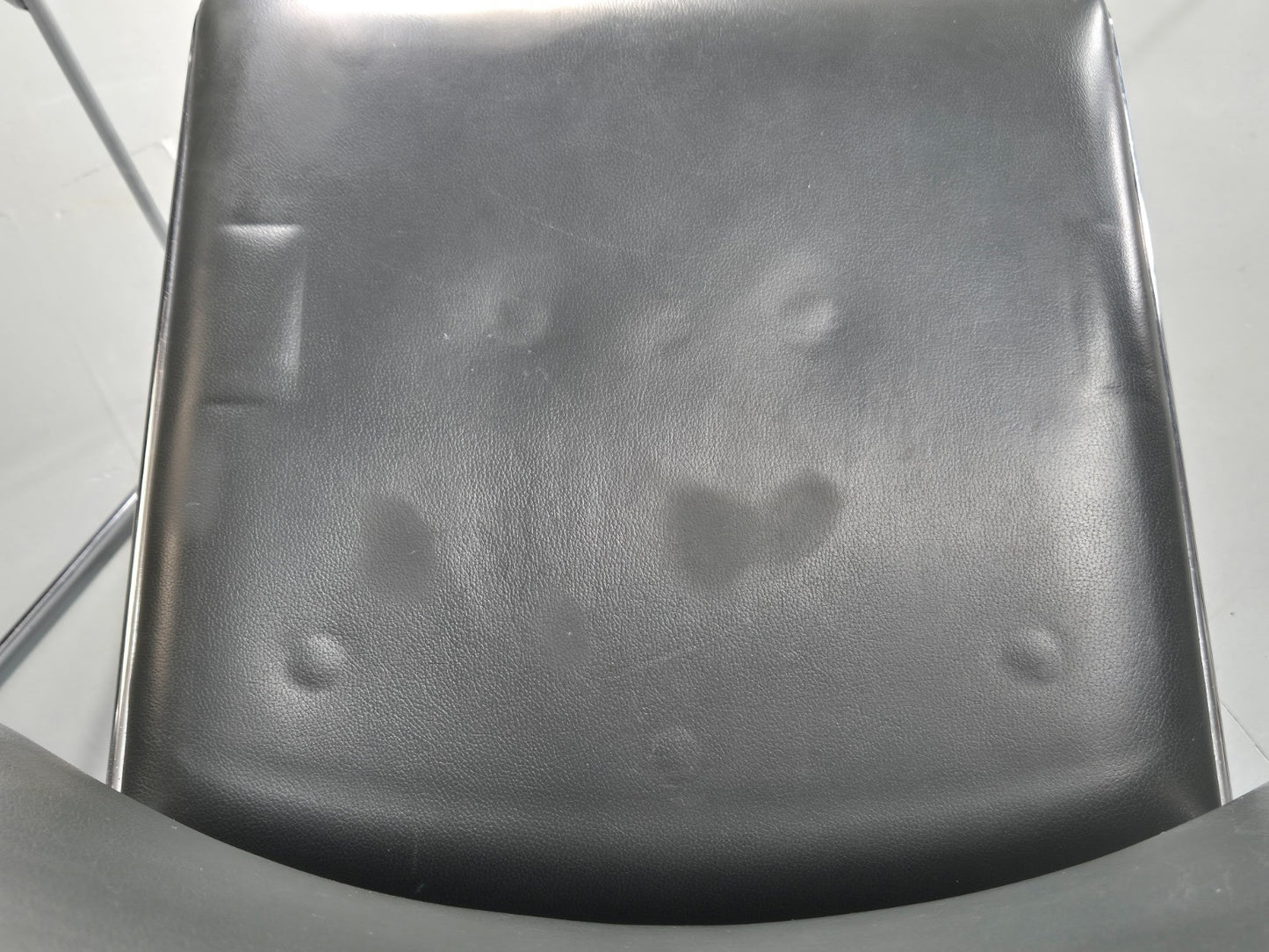 6 Leather Stacking Chairs Brunner Linos Dark Green Chrome Modern EB11735 MSTA18