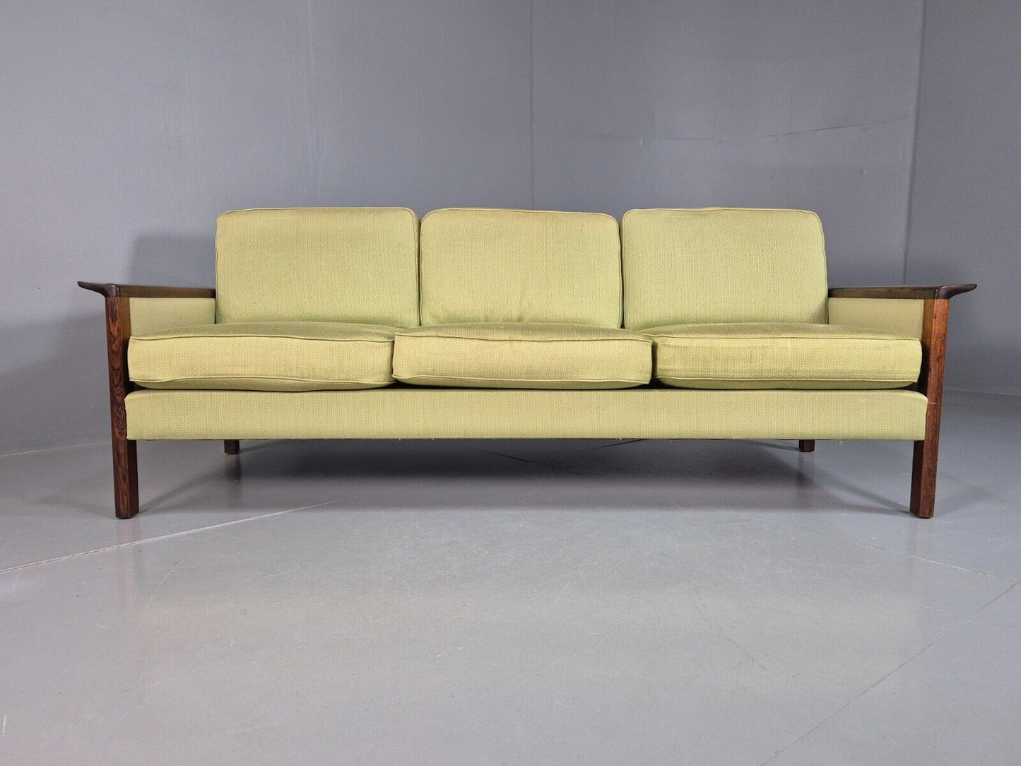 Vintage Midcentury Danish Three Seat Green Sofa Rosewood EB7741 M3SS - UKDK FURNITURE